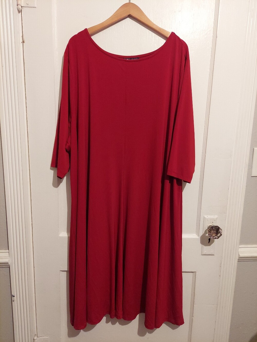 Roamans Midi Dress Womens Plus 34/36 4X Maroon Aline Flowy Summer Minimalist